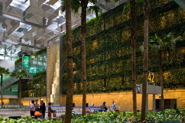 Terminal 3 del aeropuerto Changi de Singapur, tan exuberante como el peque�o pa�s asi�tico.